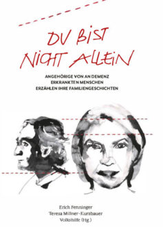 Zeichnung einer Frau und eines Mannes. Die Frau schaut nach vorne, der Mann zur Seite